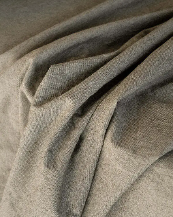 Classic Micro Twill Solid Melange Flat Top Sheet Moss | Sand Cloud - Image 5