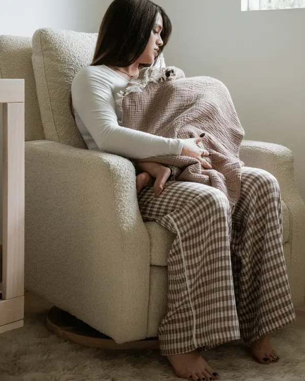 Little Fishies Gauze Receiving Blanket - Warm Taupe | Sand Cloud - Image 2