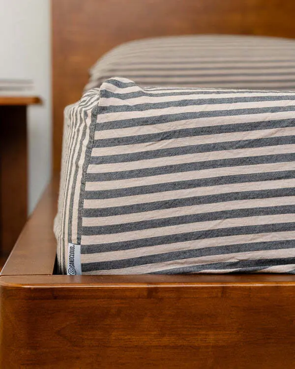 Classic Micro Twill Stripe Melange Fitted Sheet Steel Grey | Sand Cloud