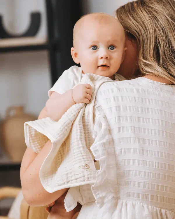 Little Fishies Gauze Burping Cloth Bundle - 3 Pack - Natural / Beige / Warm Taupe | Sand Cloud - Image 2