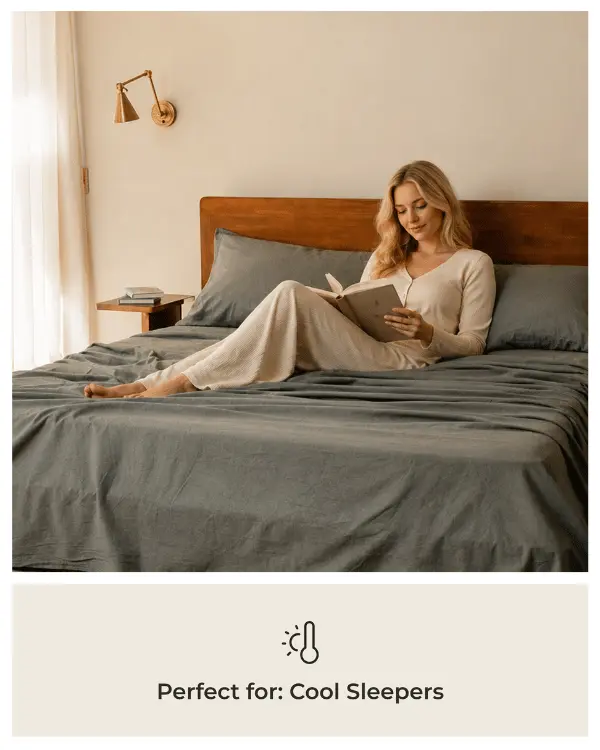 Classic Micro Twill Stripe Melange Sheet Set Indigo | Sand Cloud - Image 5